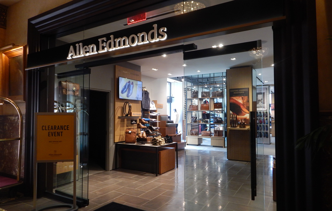 The storefront of Allen Edmonds is right off Wisconsin Avenue