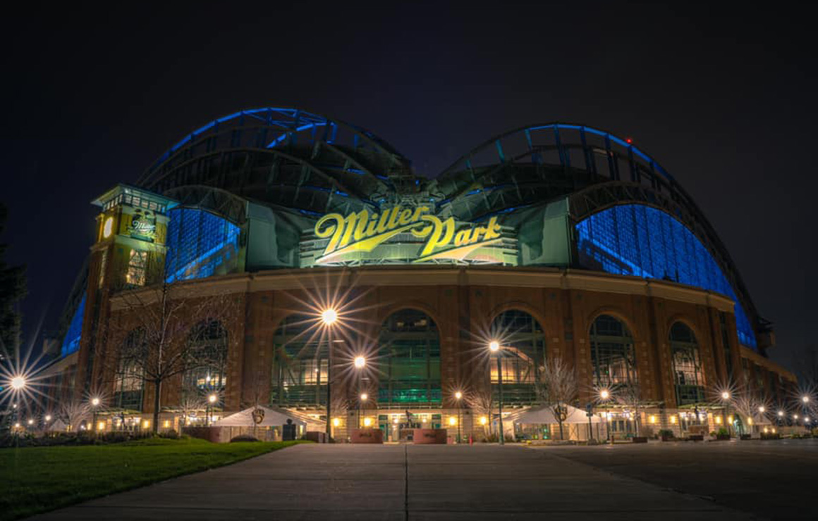 Milwaukee Downtown Light it Blue Miller park