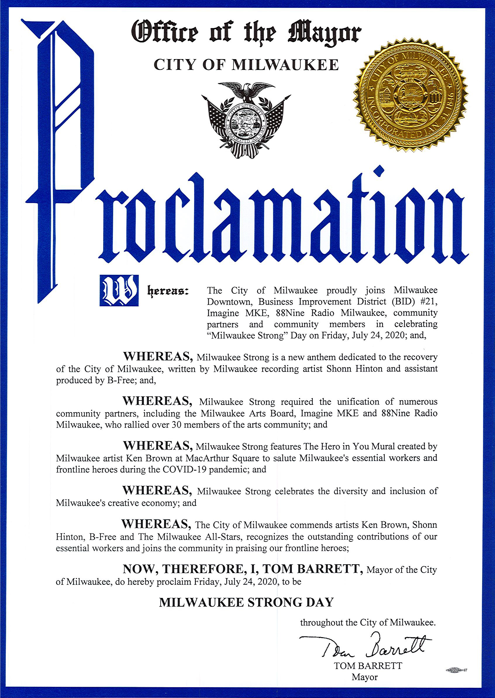 Milwaukee Strong Proclamation