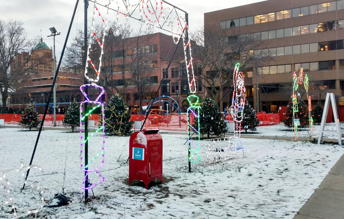 Santa's Mailbox Cathedral Square Milwaukee Holiday Lights Festival