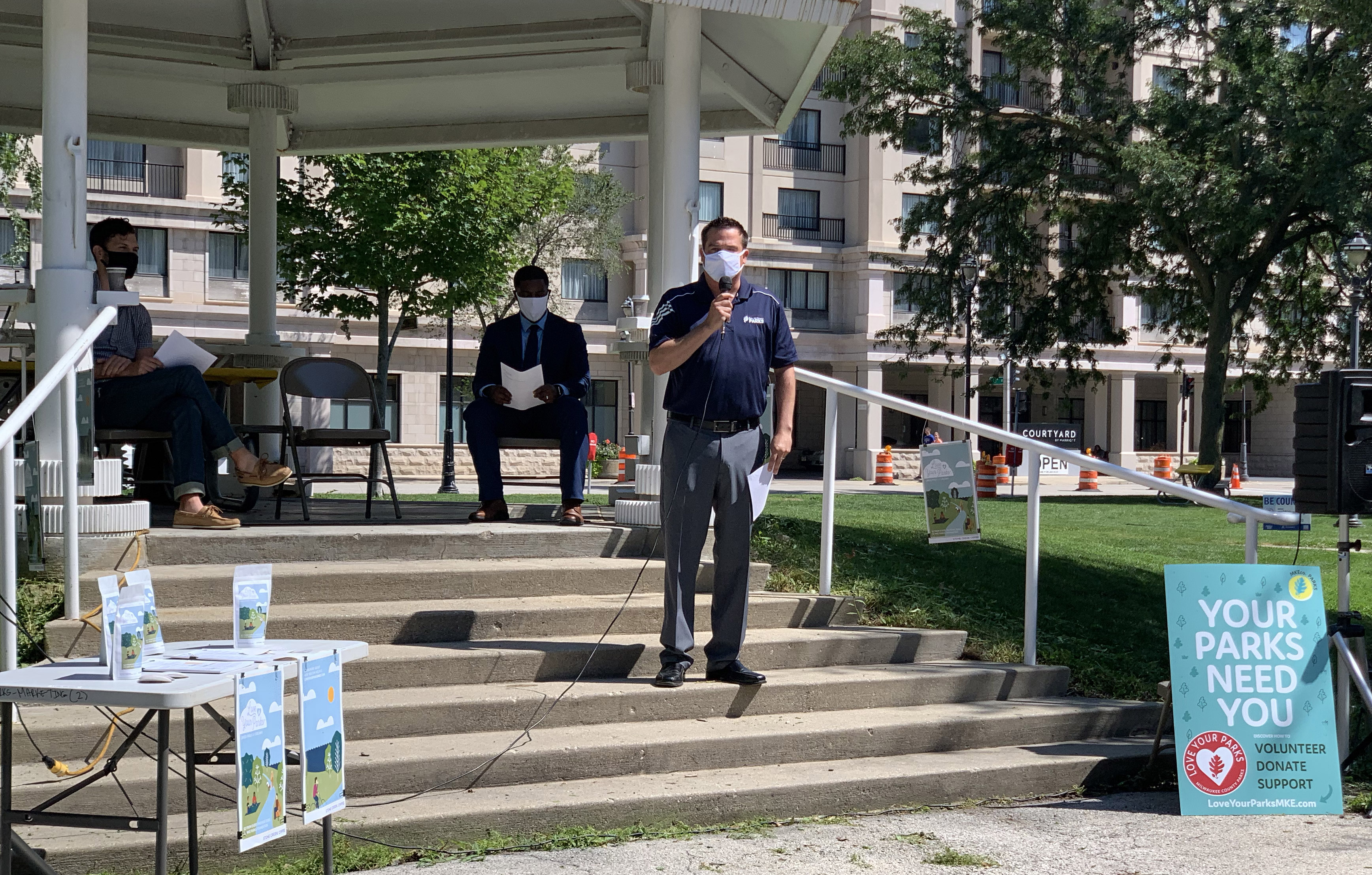 Guy Smith announcing Love Your Parks Blend