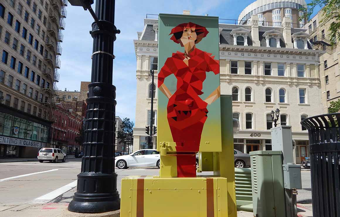 Wisconsin Avenue Milwaukee Downtown Utility Box Mural Placemaking